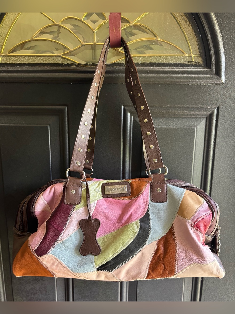 Chrome Bones Soft Patchwork Leather Small Pet Carrier